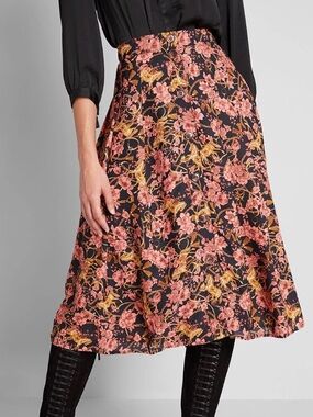 ModCloth Assorted Admirers Button Down Horse Chain Print Midi Skirt